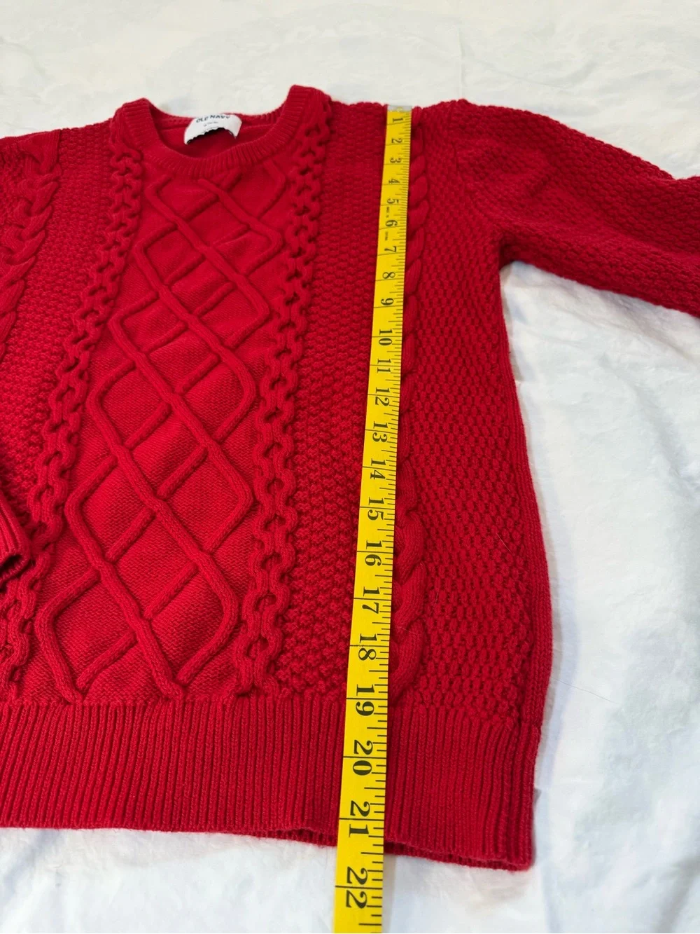 Old Navy Kids Red Cable-Knit Crewneck Sweater